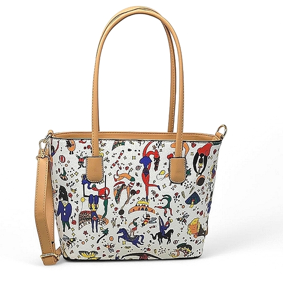 White Medium Sized Graffiti Mardi Gras Tote - Picture 1 of 12
